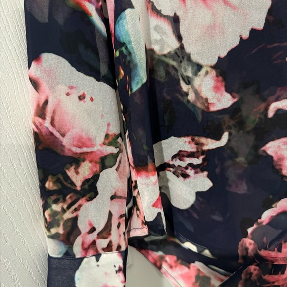 2/$20 Finders Keepers Floral Button-Up Blouse - Pink and Black sheer size M - Picture 3 of 7